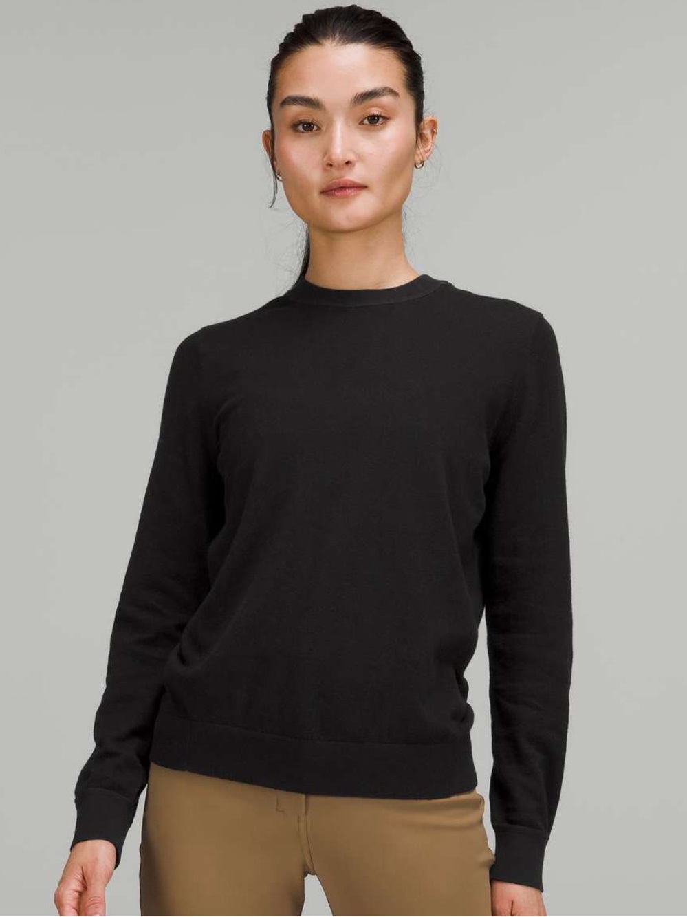Lululemon Silk-Blend Crewneck Sweater in Black